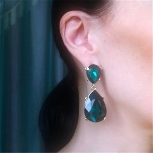 Teal Crystal Double Drop Earrings